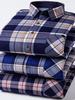 Men's Double-Sided Fleece Warm Velvet Plaid Cardigan Shirt, Long-Sleeve, Ideal for Winter and Middle-Aged Dads