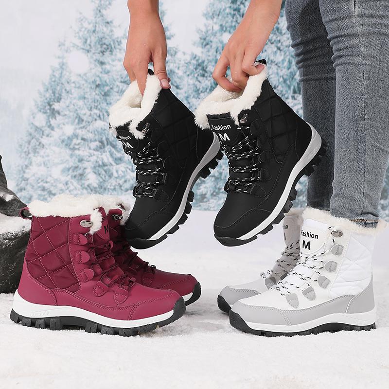 Winter Warm Snow Boots Women's Red Design Fashionable Non Slip Sole Cold Weather Shoes Fashionable Short Boots Quick Delivery