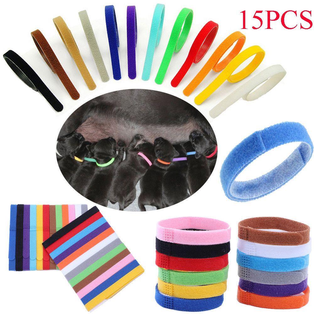 

15PCS Reusable Dog Cat Nylon Puppy ID Collar Whelp Kitten Identification ID Collars Pet Supplies S-10x200mm