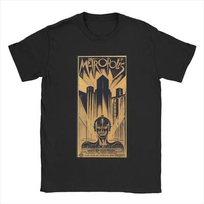 Camiseta Novidade Metropolis Filme Fritz Lang para Homens Gola O Algodão Camisetas Manga Curta Camisetas Tops de Verão