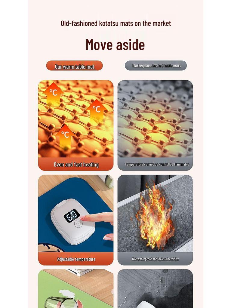 Large Heated Cartoon Desk Pad – Thick, Constant Temperature Mouse Pad for Home & Office