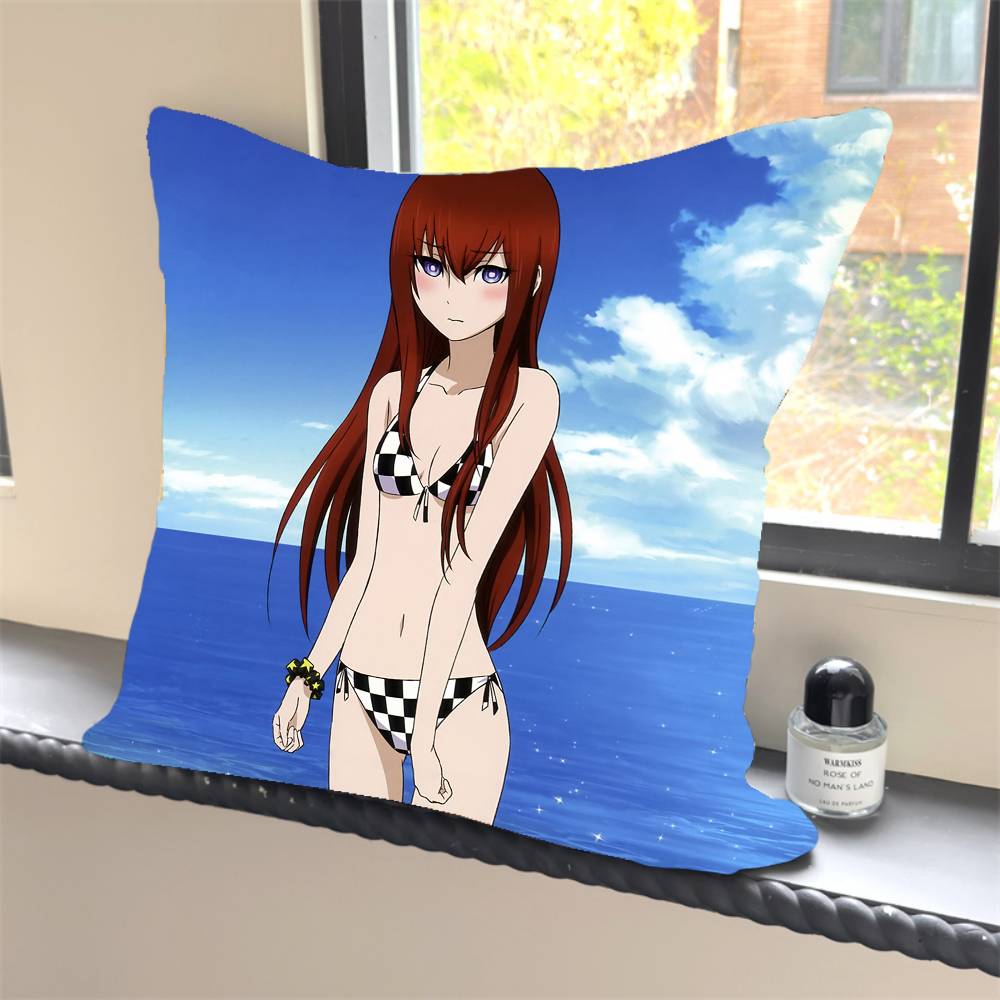 Anime Steins;Gat Cute Swimsuit Pillow Case Square Pillow Bedroom Sofa Leisure Comfort Cushion Car Home Decoration