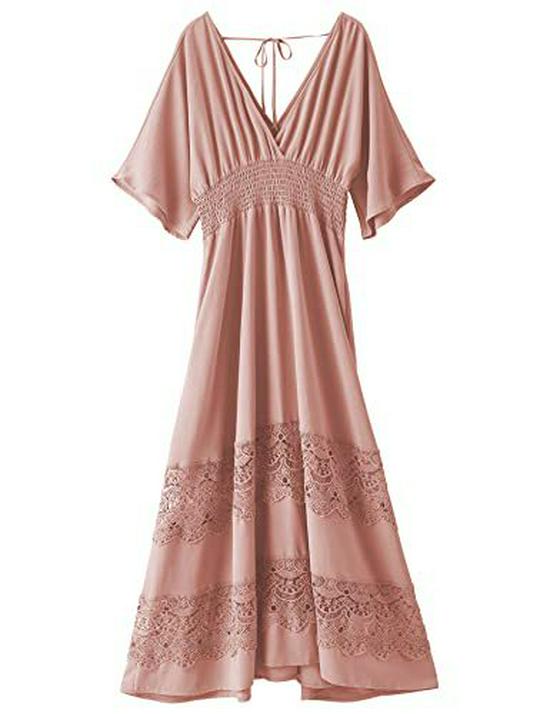 Elegant French Fashion V-Neck Lace Dress: Sexy, Waist-Cinching, Slim-Fit, Ruffled Long Skirt