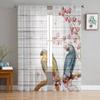 Parrot Flowers On Wooden Board Curtain For Living Room Transparent Tulle Curtains Window Sheer For The Bedroom Accessories Decor
