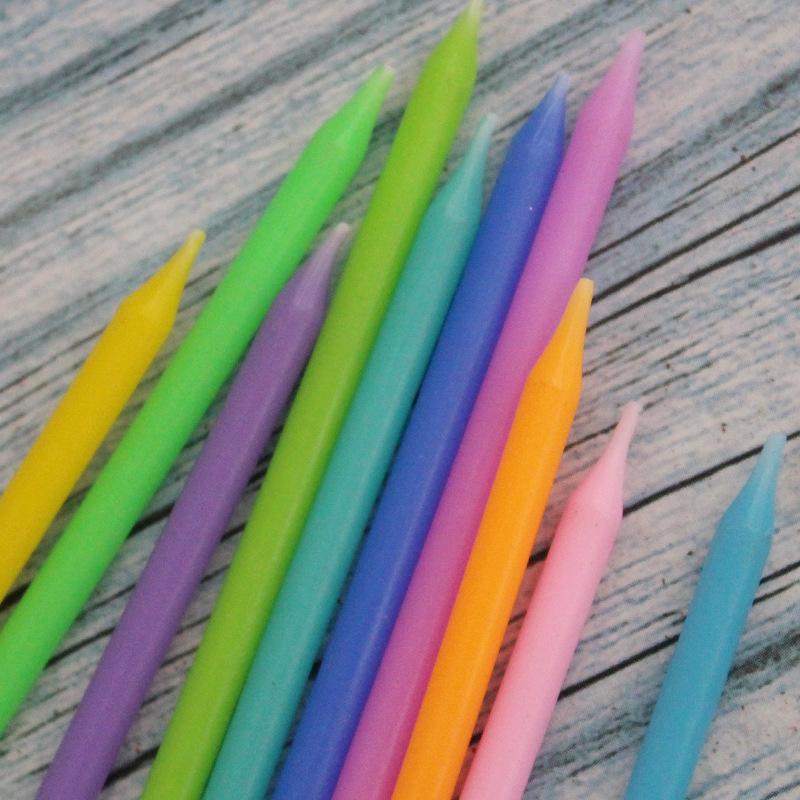 Ins Style Gradient Rainbow Candle Birthday Party Colorful Slender Straight Cake Decoration Pencil Candle