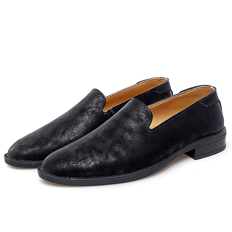 

Нескользящая мужская удобная обувь, модные мужские мокасины для отдыха на открытом воздухе, универсальные мужские деловые туфли, мужские туфли из натуральной кожи без застежек 48 чёрный