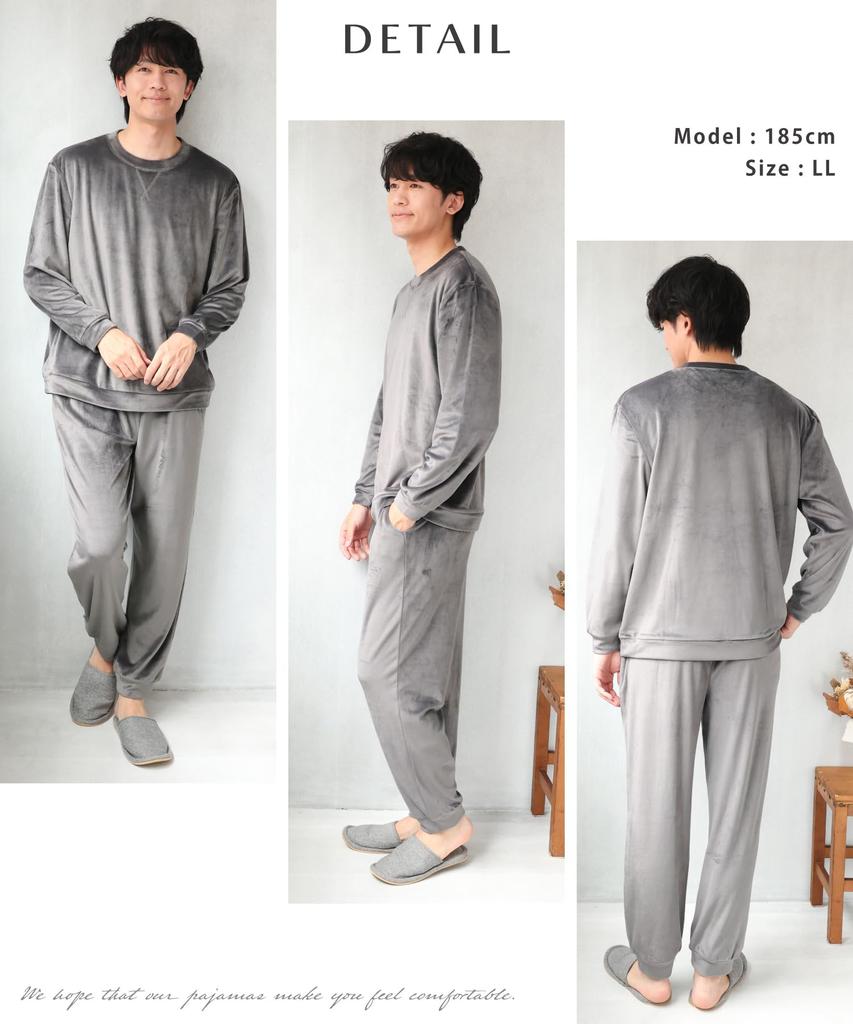 ON NISHIKI Winter Long Sleeve Warm Top and Bottom Plus Sizes Warm Stretch Pullover Long Loungewear Men's Pajamas, Set, M-3L, Velvet, Style, Pants,