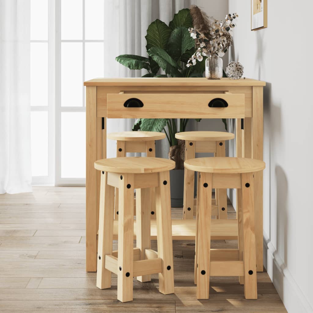 5 Piece Bar Set Solid Pine Wood