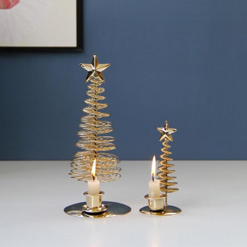 3 Pack Metal Christmas Candleholder Pine Tree Shape Candelabra Seasonal Centerpieces Decors For Dining Room Fireplaces