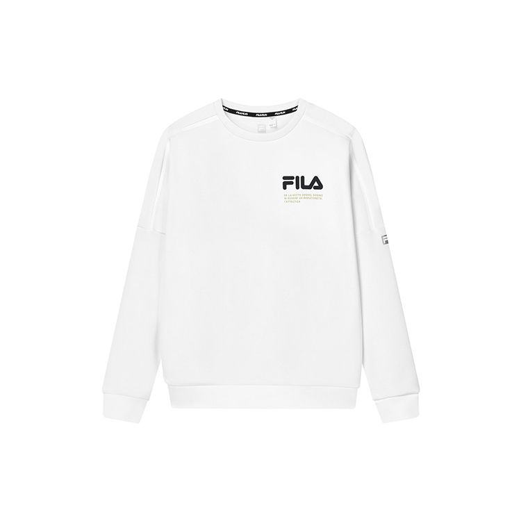 FILA Athletics Logo Print Pullover Crewneck Sweatshirt Men sweatshirt Jade-White A11M141202F-WT L