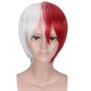 Professional  My Hero Academia Shoto Todoroki Cosplay Wig White And Red Short Wig Boku no Hiro Akademia Shouto Costume Wigs + Wig Cap