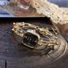Women Quartz Watch Bracelet Hollow U-Shaped Lobster Clasp Square Wristwatch