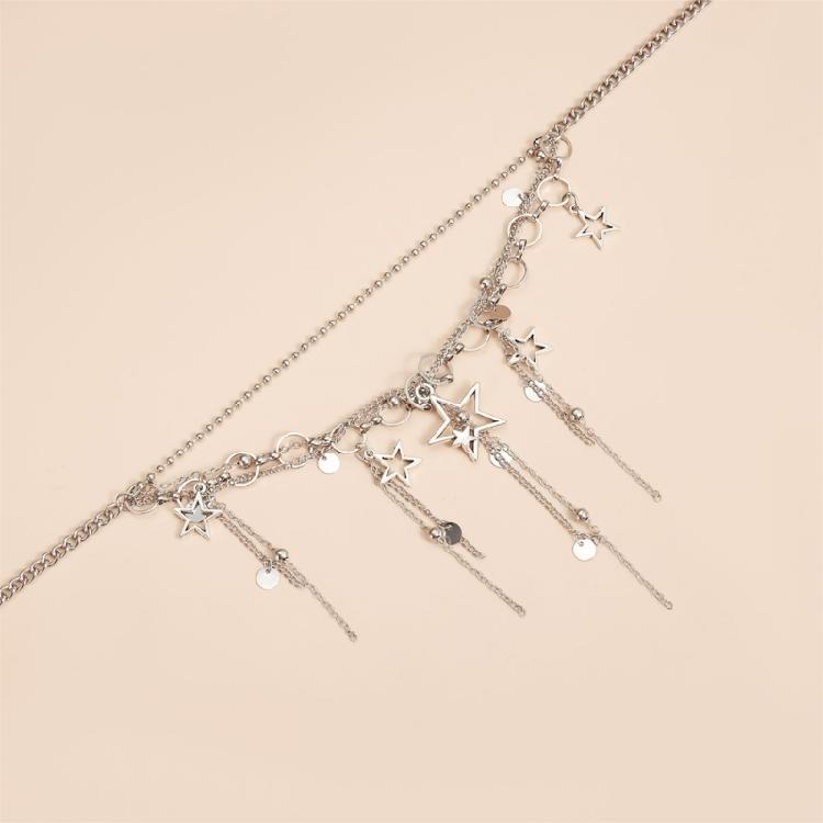 Star Drop Chain Necklace With Delicate Tassels Everyday Elegant Jewelry for Various Occasions