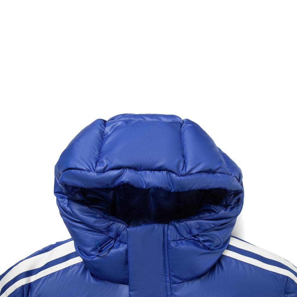 Li Ning Hot Pot Down Jacket Series Fan Style Retro Fashion Simple Striped Long Down Coat Unisex Outerwear Deep-Blue AYMV619-4