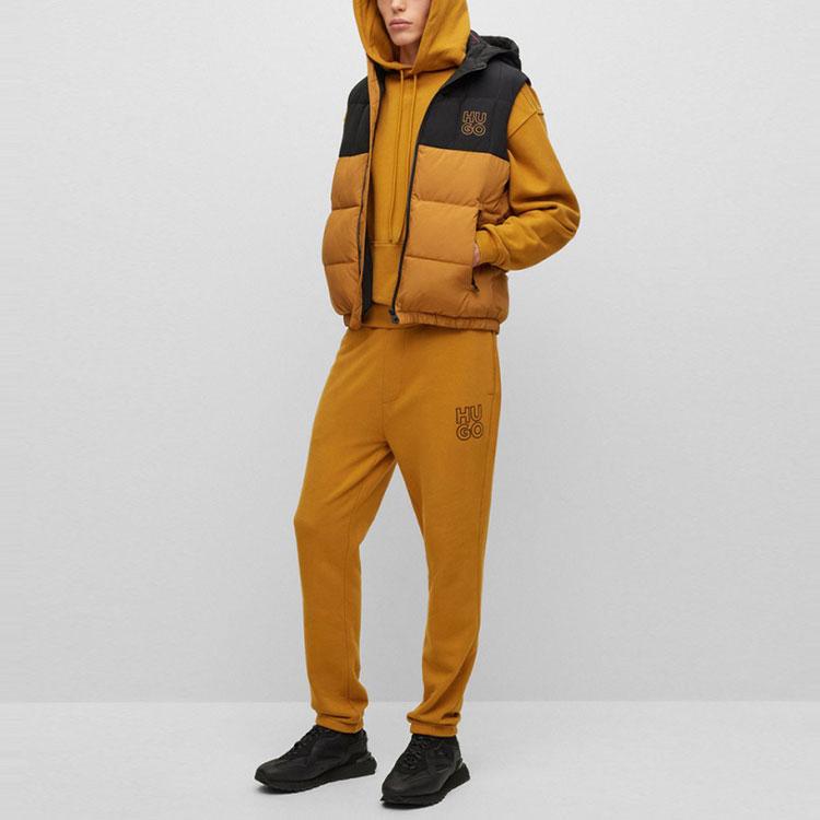 HUGO BOSS SS23 Knitted Sweatpants Men's Yellow Moderate Cuffed Pants 50482855-221