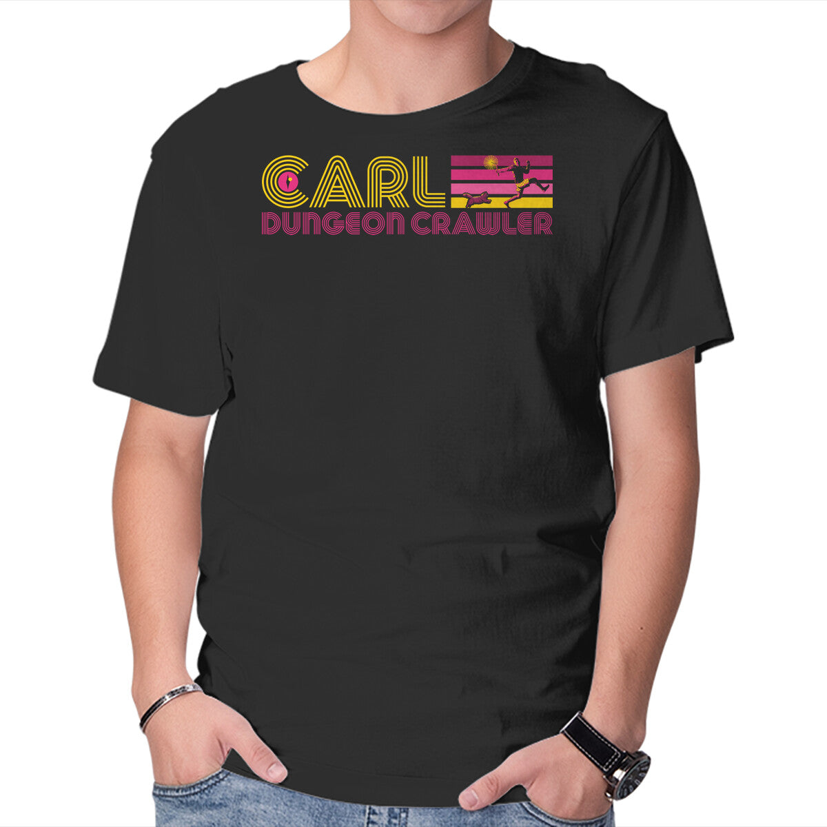 Unisex Crew Neck T-Shirt Dungeon Crawler Vintage Graphic Short Sleeve Casual Tee M