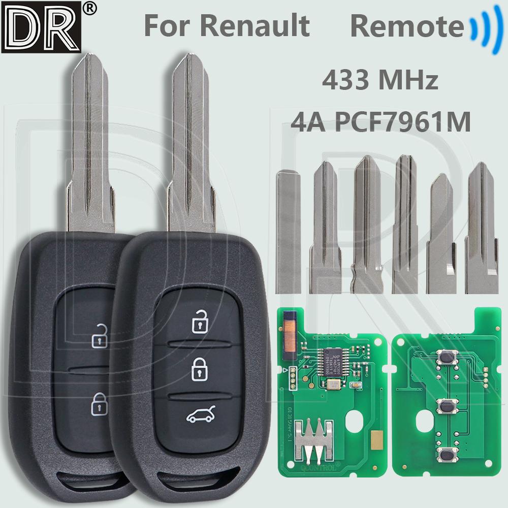 DR 4A PCF7961M 433MHz Car Remote Key For Renault Dacia Sandero Logan Lodgy Dokker Clio4 Master3 Duster Vauxhall Vivaro Trafic