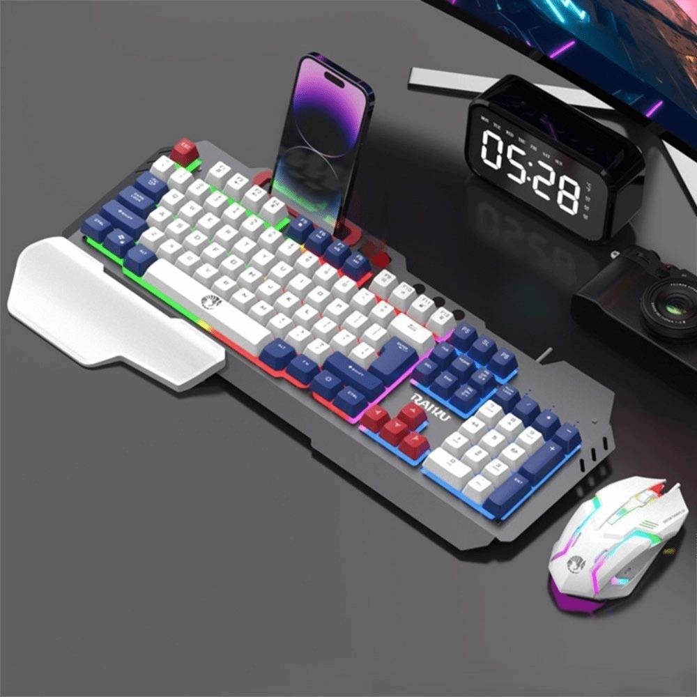 104 Keys RAIKU T16 Keyboard USB Connection Gaming Mechanical Keyboard Keyboard Mouse Set  Office