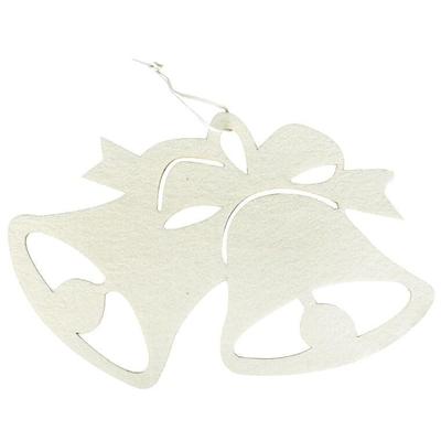 Christmas Decoration Felt Bell Pendant 30 Cm Cream
