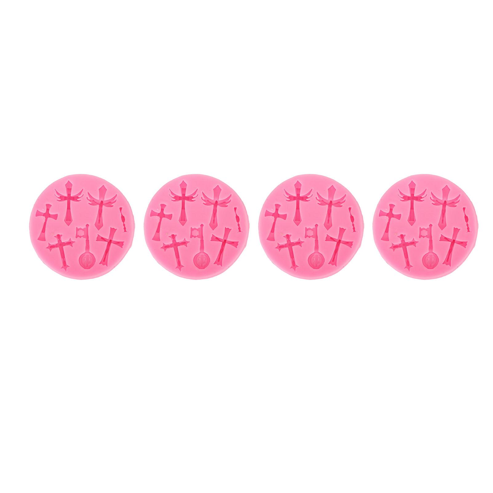 

4PCS Cross Shape Molds Elastic Silicone Resin Mould for DIY Cake Decoration Baking Pendant Making