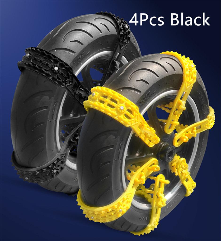 4× Motorcycle Bicycle Wheel Tire Anti-Skid Snow Chain 60cm Black Non-slip Chains