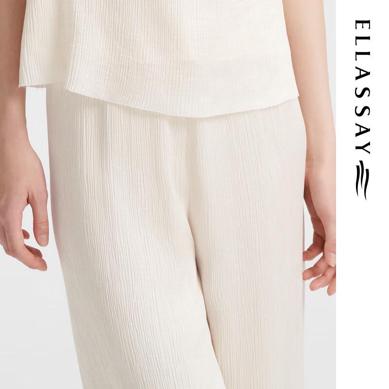 ELLASSAY Women's Micro-Pleated High-Waist Straight-Leg Casual Pants