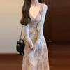 New Products, Coffee Break French Floral Suspender Dress, Children's Spring New Models, Small People Wear Spring Temperament