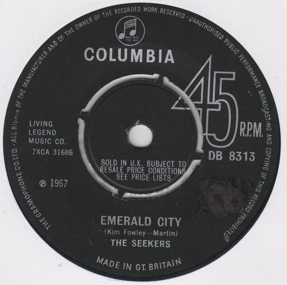 

7inch Record SEEKERS - Emerald City DB8313 Columbia 1967 UK Pop Used