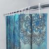 Floral Shower Curtain Blue Botanical Pattern Waterproof Fabric Bathroom Decor Vintage Style Teal Home Textile Artistic Design