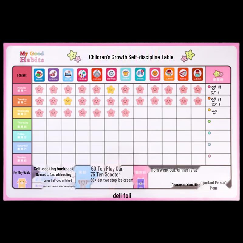 Deli Kids Magnetic Habit Tracker Whiteboard