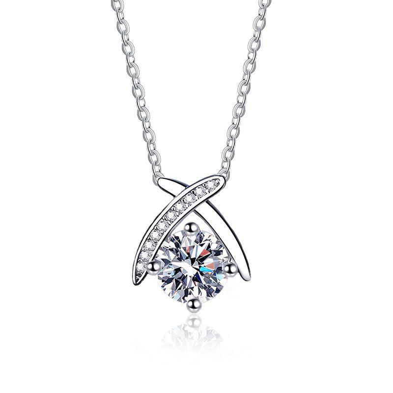 Womens 1ct D Color Moissanite Pendant Necklace Plated Heart Jewelry