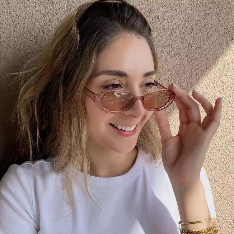 Protective Glasses 2PCS Small frames Oval Plastic Decorative Sun Glasses Fashion Sunglasses Outdoor Driving Seaside Holidays