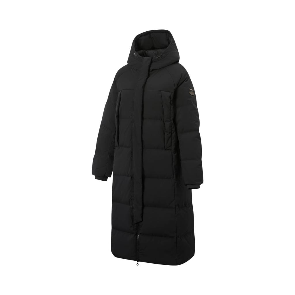 Li-Ning Effen Kleur Rits Veelzijdig Lange Capuchon Donsjas Dames Bovenkleding AYMV366-1