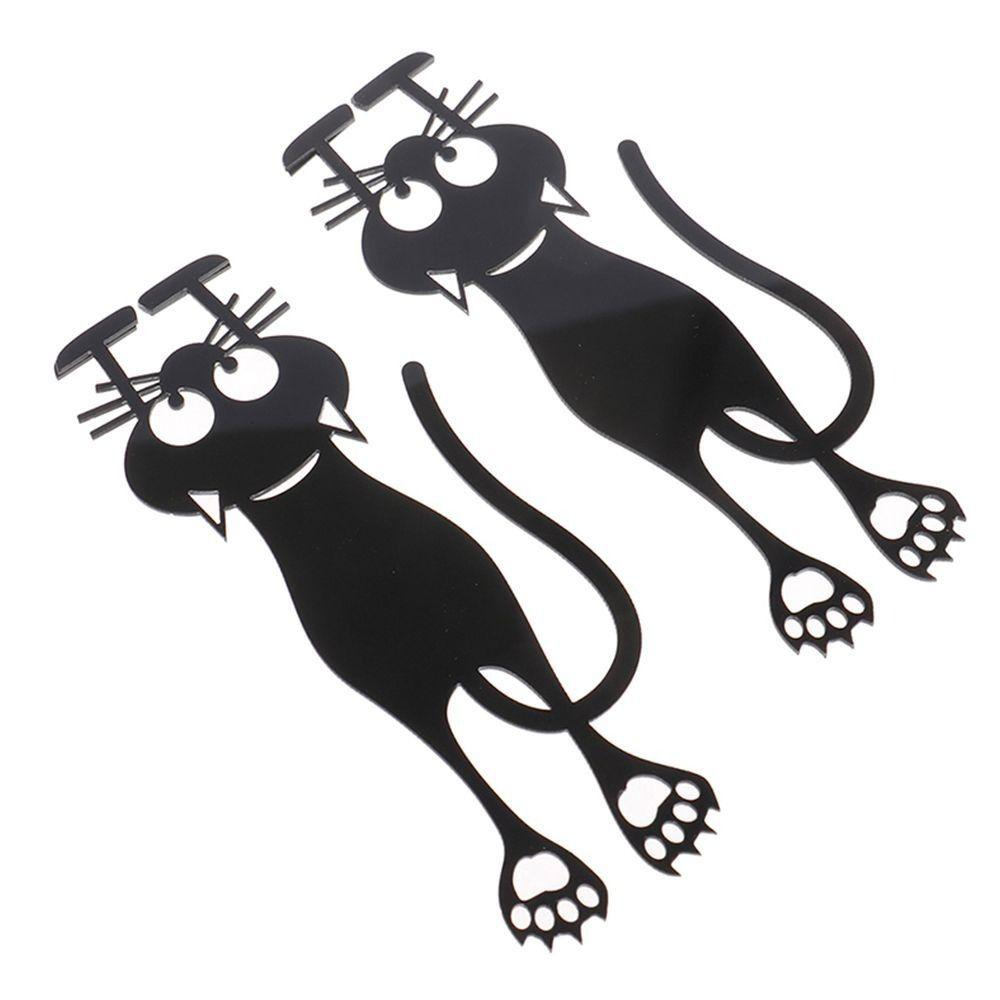 Hollowed-out Acrylic Black Kitten Bookmarks Cartoon Book Folder Cute Book Clip for Reading Lovers