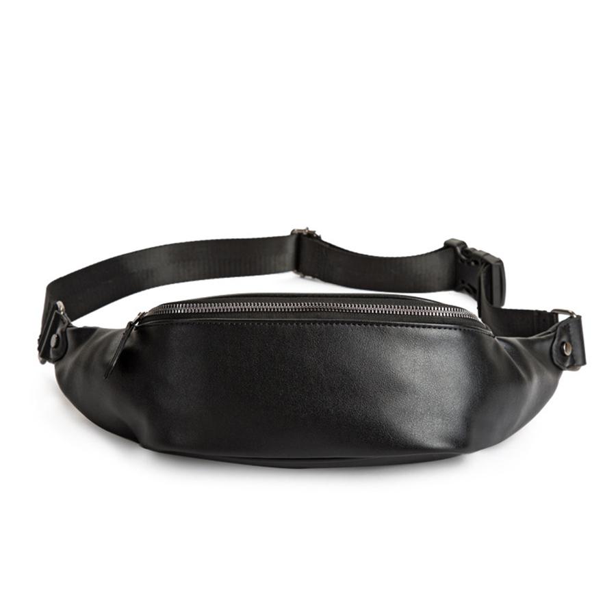 

New daily commuting waist bag - black outdoor sports running men s cross-body bag - chest bag soft pu leather belt bag wallet 26x8x11cm чёрный