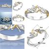 Exquisite Fantasy Flower Fairy Elf Cubic White Gold Plating Two-toned Wedding Ring Jewelry For Women