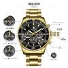 SAPPHERO Men's Analog Wristwatch 13 ATM Waterproof Luminous Stainless Steel Chronograph Date Gold Band Black Dial