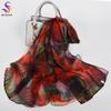 BYSIFA| Beige Pink Women Long 100% Mulberry Silk Scarf Printed Fashion Leave Pattern Brand Spring Ladies Scarves Shawls  170*105