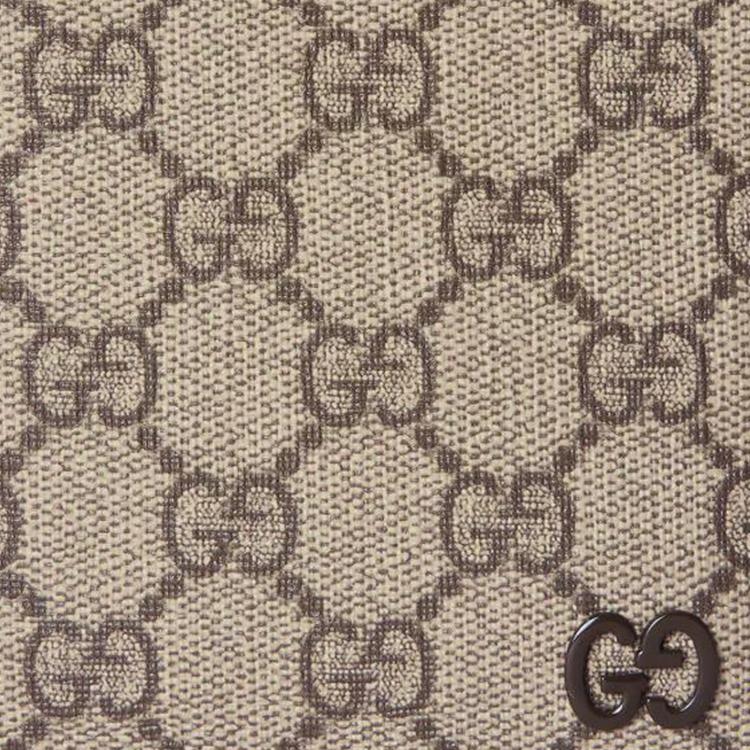 Gucci Logo GG Detail Ceramic Effect Canvas Wallet Men wallet Beige Dark-Brown 768244-FACQC-9773