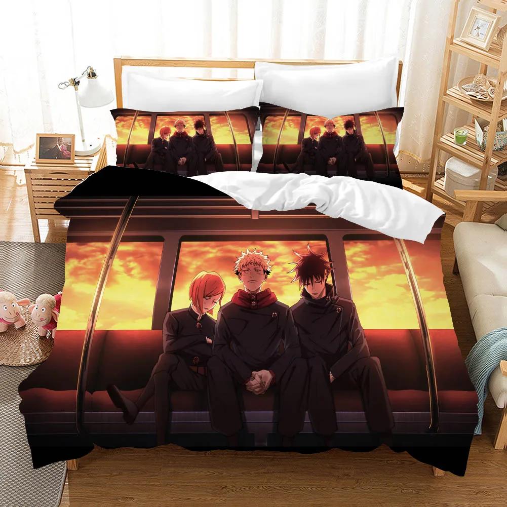 Sada ložního prádla Jujutsu Kaisen Japonsko Slavné anime Soupravy povlaků na přikrývky Povlečení Twin Queen King Single Size Dropshipping dárek