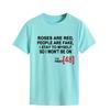 Roses Are Red Women's Loose Round Neck T-Shirt - Short Sleeve, Simple Design, 2021