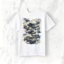 Abstract Japanese Waves Ukiyo-e T-shirt Ocean Wave Sea Water Trending Graphic Tee Y2K Retro Print Harajuku Women Vintage Tops 2