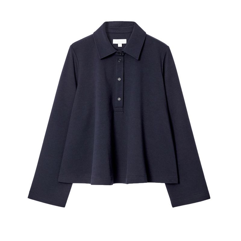 CS Spring New Women's Clothing Casual Style Button Half Placket Long Sleeves Polo Shirt 1259510 1267640