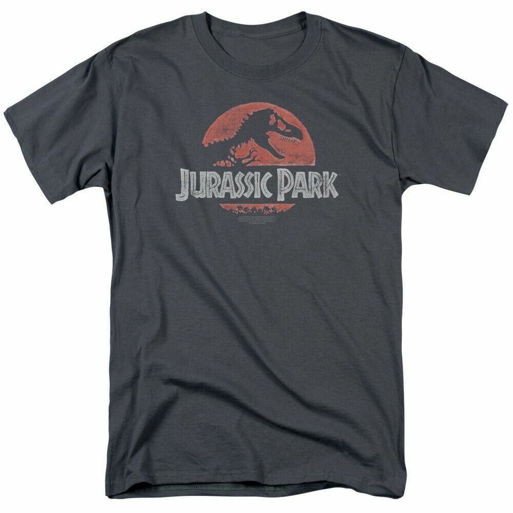 

Jurassic Park Faded Logo T Shirt Mens Licensed Dinosaur Movie Tee Charcoal M