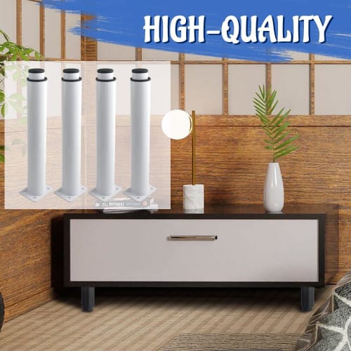 XINMEIWEN 8-Pack Adjustable Metal Furniture Legs, 10-16.5 Inch, Heavy-Duty Cabinet Feet Legs, Bed Center Frame Slat Support Legs, with 16 Screws for T