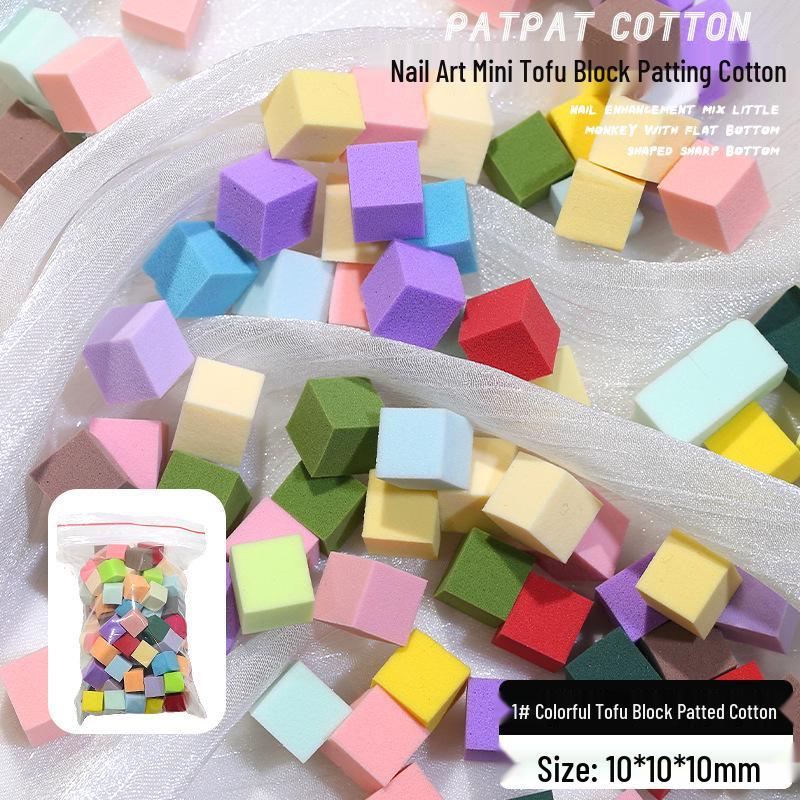 Mini Tofu Block Sponge Nail Art Tool Set: Gradient Ombre Blush Nails with Metal Grabber Clips