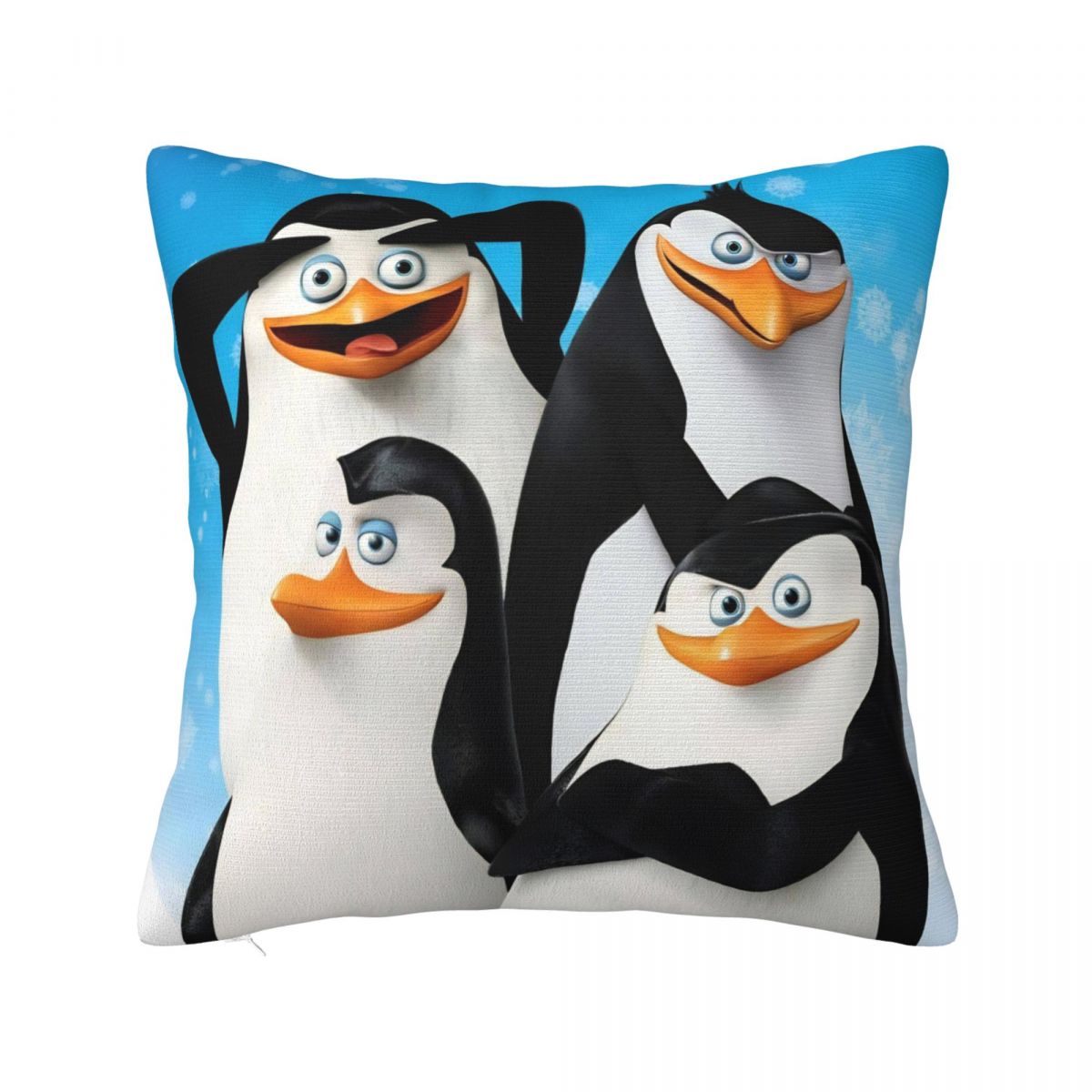 P-Penguins Funny Of M-Madagascar Pillow Cover Funny Pillow Case Party Home Decor Cushion Cover Square Design Pillowcases Gift Peach skin 18*18(CM)-1Pcs