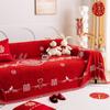 Universal Multifunctional Non Slip Skin Friendly Chenille Romantic Wedding Decoration Red Sofa Towel Cover Blanket Living Room