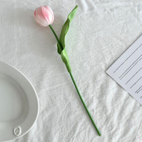 Artificial Tulip Flower 13" Long Stem Fake Tulip Realistic Real Touch PU Faux Flower for Spring Easter Home Kitchen Wedding Decoration