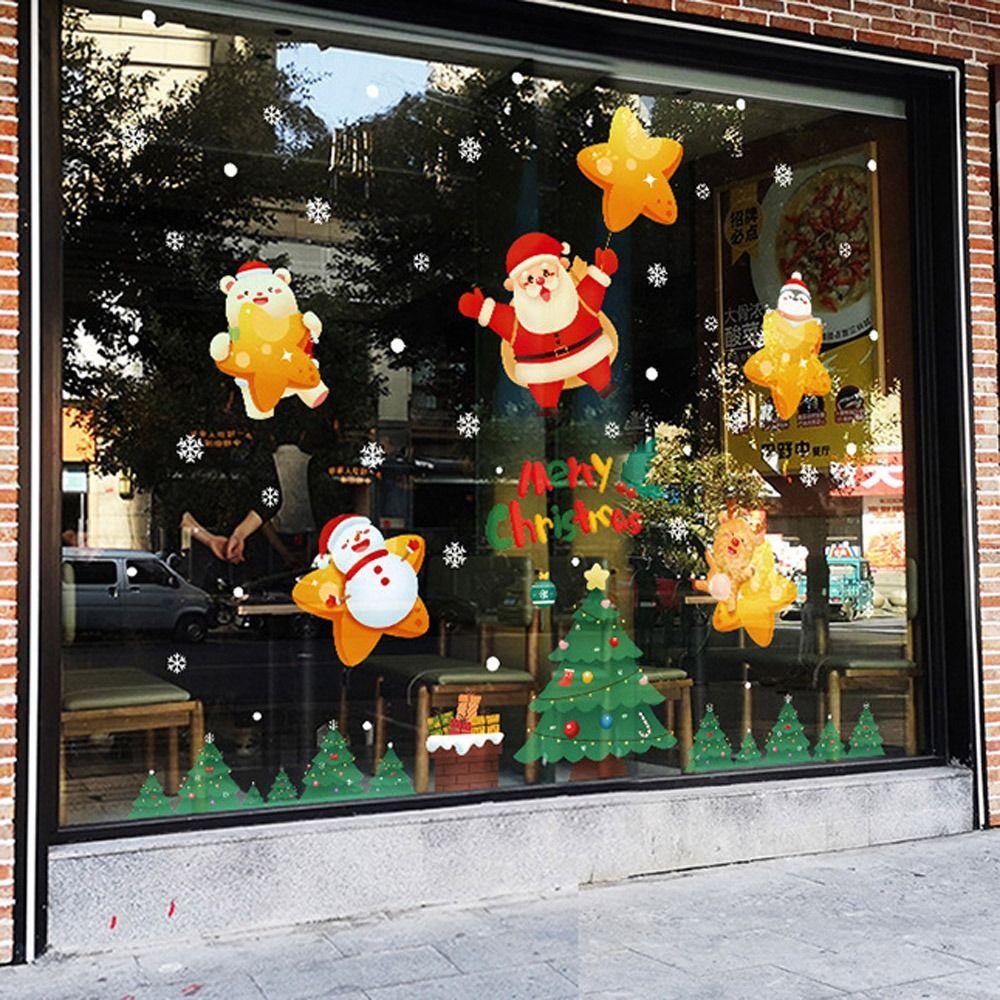 New Year Xmas Wall Sticker Snowflake Santa Claus Elk Glass Decal Gift Window Sticker  Home Decor